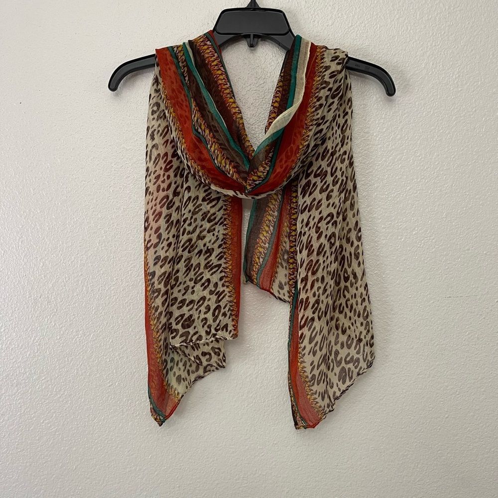 Cheetah & Jewel Tones Sheer Scarf